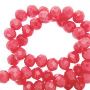 Top Facet kralen 8x6mm Watermelon red-pearl shine coating